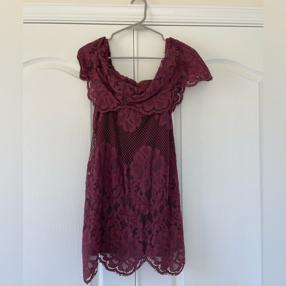TOBI Burgundy “Lace” Cutout Dress - Picture 8 of 8